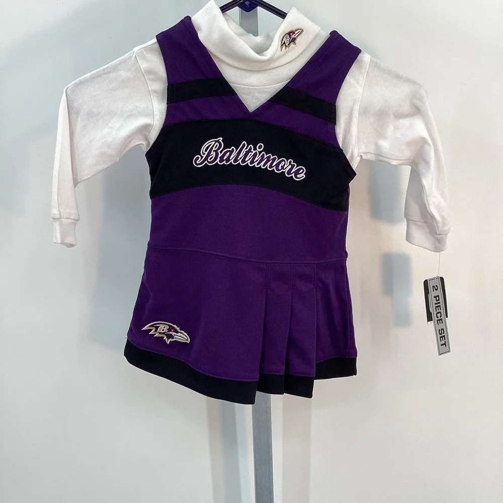 Baltimore Ravens NFL Football 2 Piece Cheerleader Set Girls 18 MONTHS NWT